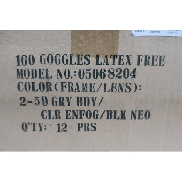 Encon Enfog Box of 12 Clear Lens/Gray Frame Safety Goggle - 5068204