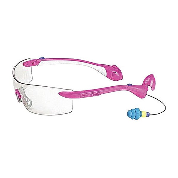 Readymax SoundShield Women's Sport Safety Glasses w/ 25NRR Earplugs Pink Frame I/O Lens - GLWSP-IO
