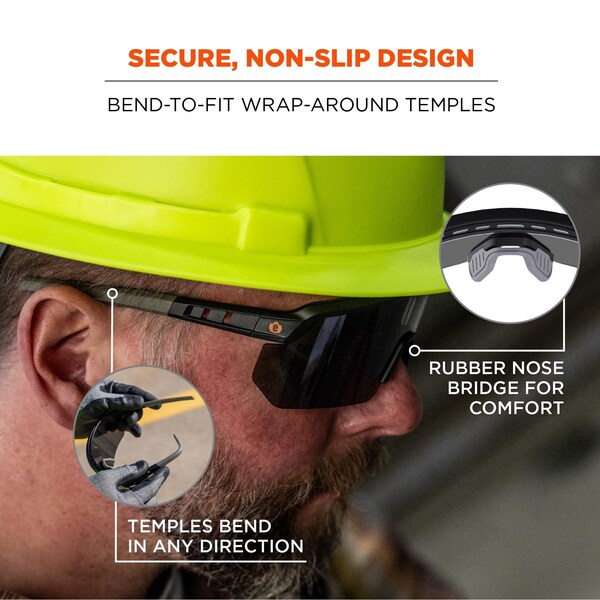 Ergodyne Safety Glasses, Smoke Matte Black - AEGR-AFASP