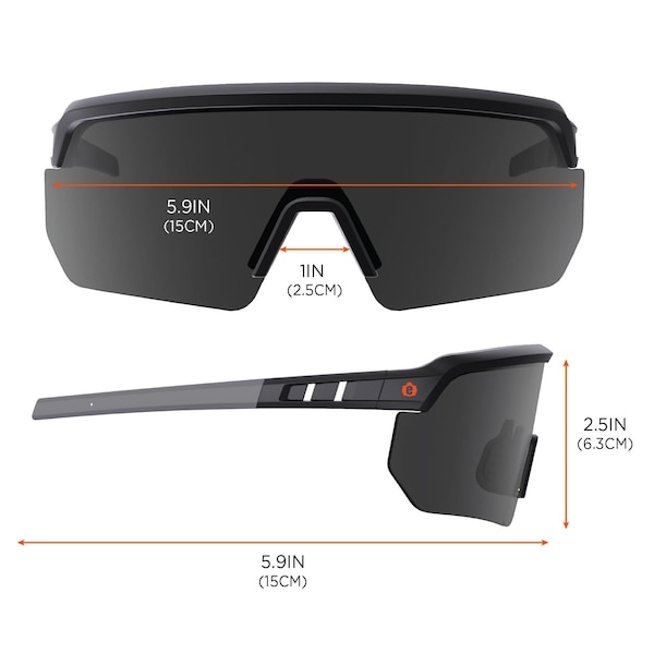 Ergodyne Safety Glasses, Smoke Matte Black - AEGR-AFASP