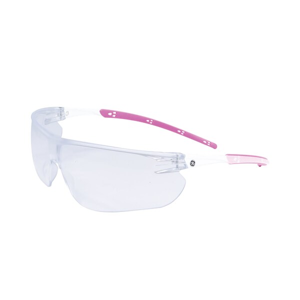 Ge Safety Glasses, Clear Anti-Fog Lens, White/Pink - GE130CAF