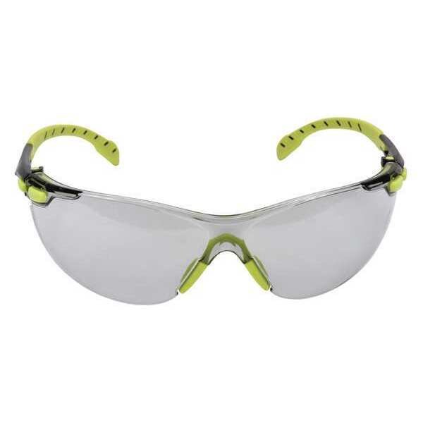 3M Solus Safety Glasses, Anti-Fog/Scratch, Frameless, Black/Green Temple, Indoor/Outdoor Gray Lens - S1207SGAF
