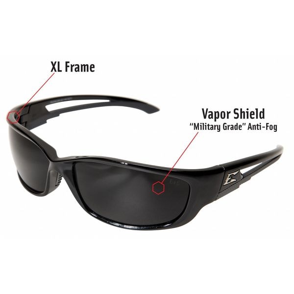 Edge Eyewear Kazbek XL Vapor Shield, Safety Glasses Anti-Fog, Anti-Static & Anti-Scratch, Gray Lens, Full-Frame - SK-XL116VS