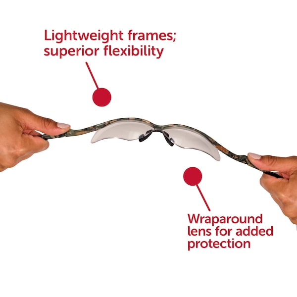 Kleenguard V30 Nemesis Safety Glasses, Anti-Fog, Anti-Scratch, Wraparound, Camouflage Half-Frame, Clear Lens - 22608