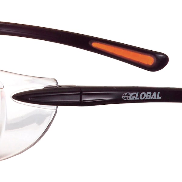 Global Industrial Frameless Safety Glasses, Side Shields, Anti-Fog, Clear Lens, Black Frame - 708404CL