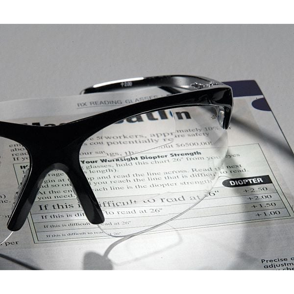Kleenguard V60 30-06 Dual Bifocal Safety Reading Glasses, Black Wraparound Frame, +1.50 Diopter, Clear Lens, M - 20387