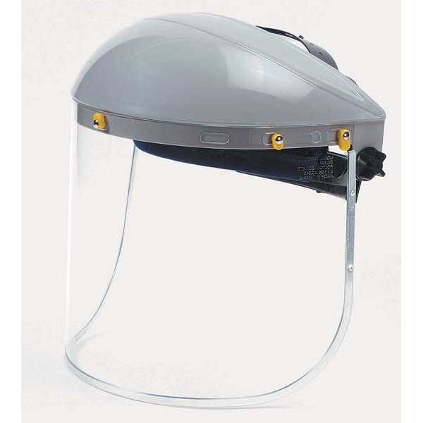 Sellstrom Ratchet Face Shield Assembly, Clear Visor, 8" Height, Ratchet Suspension, Uncoated Lens, Grey - S30110