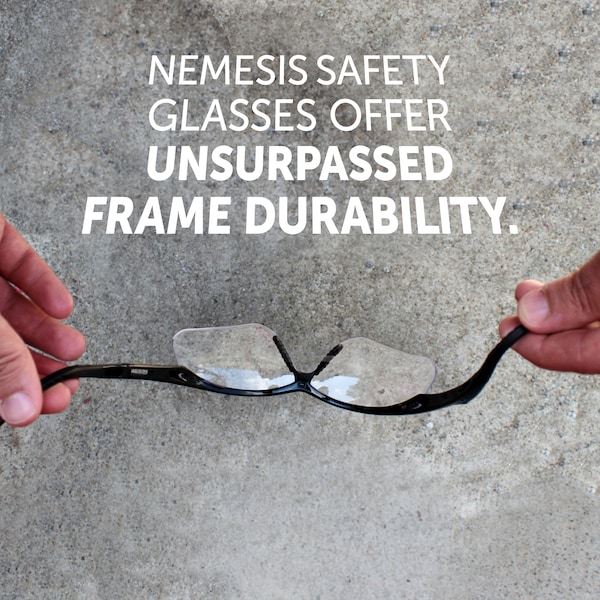 Kleenguard V60 Nemesis RX Bifocal Safety Reading Glasses, Black Wraparound Frame, +1.00 Diopter, Clear Lens, M - 28618