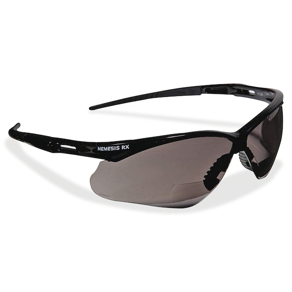 Kleenguard V60 Nemesis RX Bifocal Safety Reading Glasses, Black Wraparound Frame, +1.00 Diopter, Clear Lens, M - 28618