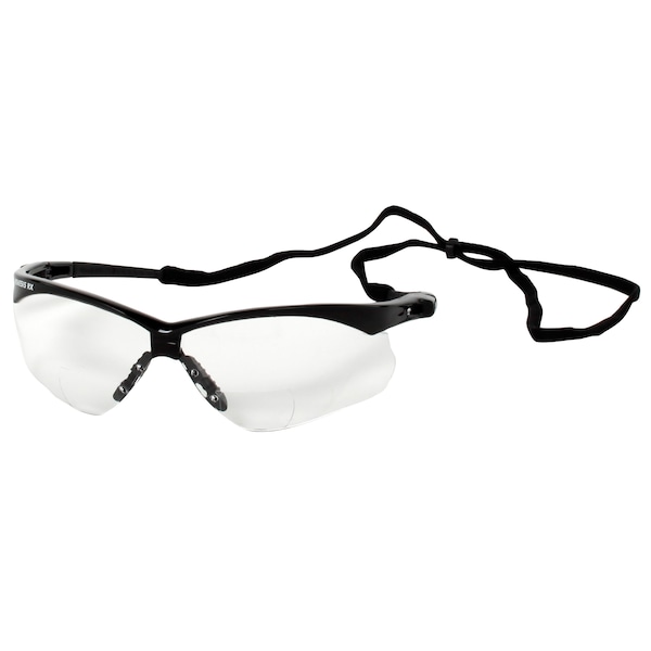 Kleenguard V60 Nemesis RX Bifocal Safety Reading Glasses, Black Wraparound Frame, +1.00 Diopter, Clear Lens, M - 28618