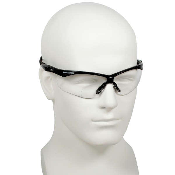 Kleenguard V60 Nemesis RX Bifocal Safety Reading Glasses, Black Wraparound Frame, +1.00 Diopter, Clear Lens, M - 28618