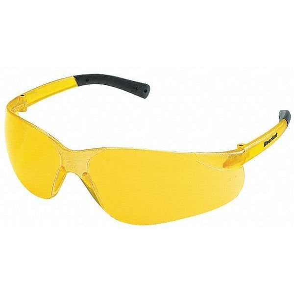 Mcr Safety BearKat, Safety Glasses Anti-Scratch, Amber Lens, Frameless, Wraparound - BK114