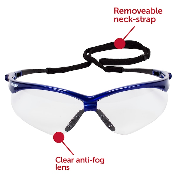 Kleenguard V30 Nemesis, Safety Glasses Anti-Fog, Clear Lens, Half-Frame, Wraparound - 47384