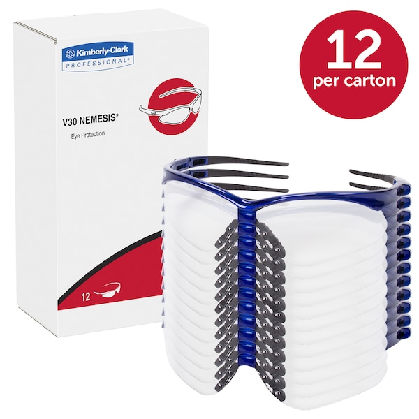 Kleenguard V30 Nemesis, Safety Glasses Anti-Fog, Clear Lens, Half-Frame, Wraparound - 47384
