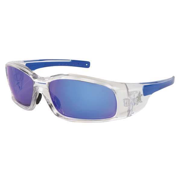 Mcr Safety Swagger, Safety Glasses Anti-Scratch, Blue Mirror Lens, Full-Frame, Wraparound - SR148B