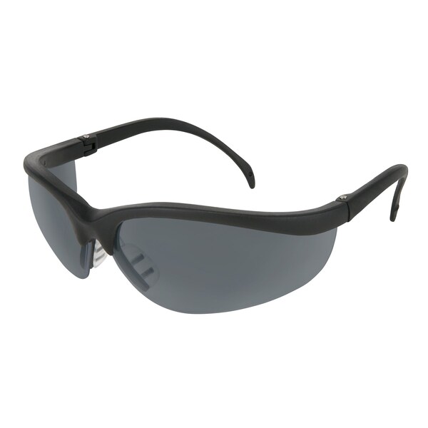 Mcr Safety Glasses, Klondike 4 Black Frame Gray Lens, 12PK - KD412