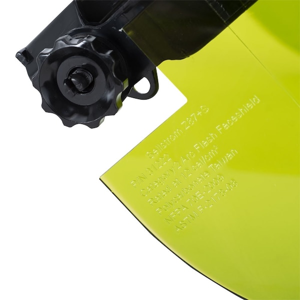 Sellstrom Premium Arc-Flash-Rated Face Shield, Dielectric Face Shield Bracket, Slot Adapters, Polycarbonate Window, Uncoated - S31224