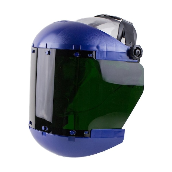 Sellstrom 380 Premium Series Dual Crown Face Shield, Universal Adapter, Acetate, Uncoated, Dark Green - S38230