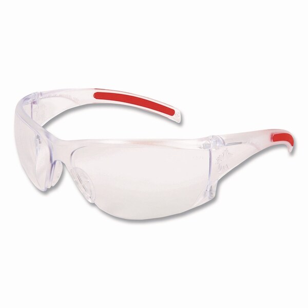Mcr Safety Hulk HK1 Series Safety Glasses, Anti-Fog, Clear/Red Plastic Frame, Clear Plastic Lens - HK110AF