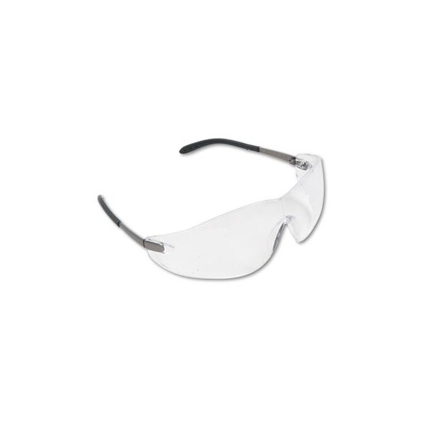 Ors Nasco MCR Safety, Blackjack Wraparound Safety Glasses, Chrome Plastic Frame, Clear Lens - S2110BX