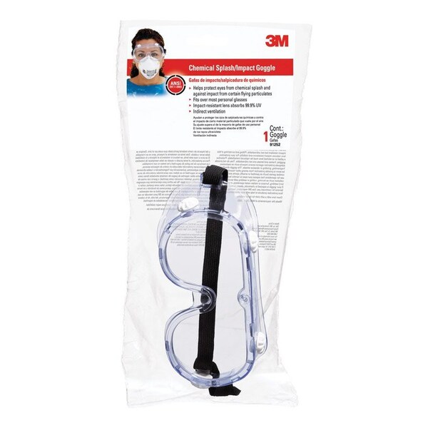 Scotch 3M Chemical Splash Goggles Clear Lens Clear Frame 1 pc - 91252-80024
