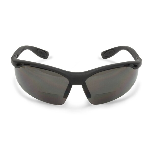 Radians Cheaters(R) Bi-Focal Safety Reading Glasses, Black Wraparound Frame, +1.50 Diopter, Gray Lens, M - CH1-215