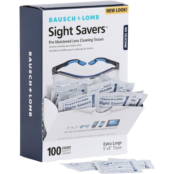 Bausch + Lomb Lens Cleaning Tissues, Pre-Moistened, 5"x8", 1000/CT 100PK - BAL8574GMCT