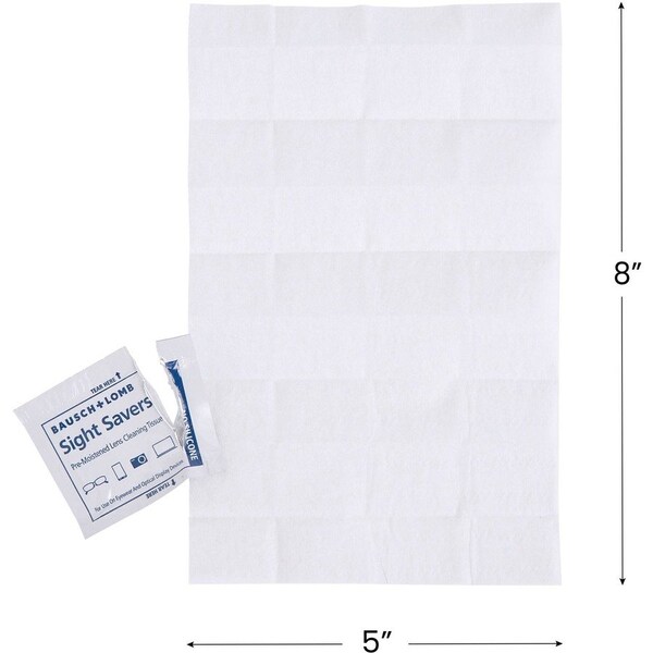Bausch + Lomb Lens Cleaning Tissues, Pre-Moistened, 5"x8", 1000/CT 100PK - BAL8574GMCT