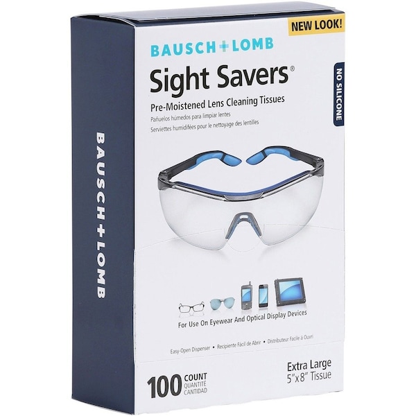 Bausch + Lomb Lens Cleaning Tissues, Pre-Moistened, 5"x8", 1000/CT 100PK - BAL8574GMCT