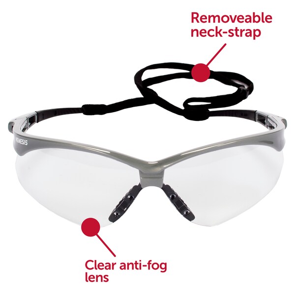Kleenguard V30 Nemesis, Safety Glasses Anti-Fog, Clear Lens, Half-Frame, Wraparound - 47388