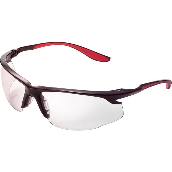 Global Industrial Sport Half Frame Safety Glasses, Anti-Fog, Clear Lens, Red Frame - 708402CLA
