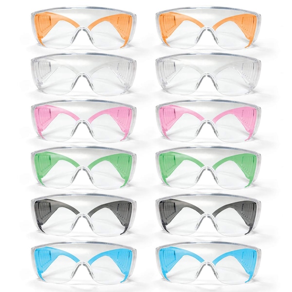 Bison Life Diamond, Kids Safety Glasses Anti-Scratch, Assorted Lens, OTG, 12 PK - SH-VOSGK-CLLCT-ES13-12