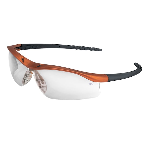 Mcr Safety Glasses, DL1 Orange Frame, Clear UV-AF Lens, 12PK - DL210AF