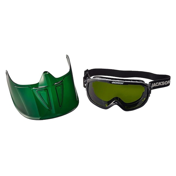 Jackson Safety Safety Goggles with Detachable Face Shield, Anti-Fog, Shade 3.0 Lens, Universal - 21001