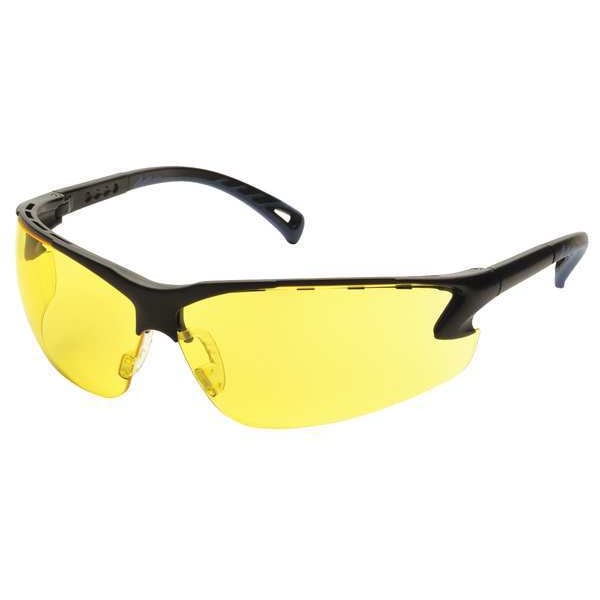 Pyramex Venture 3, Safety Glasses Anti-Scratch, Amber Lens, Half-Frame, Wraparound - SB5730D