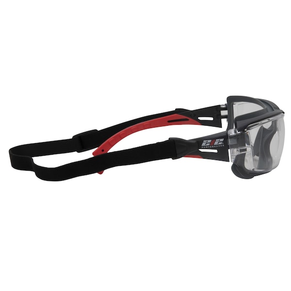 212 Performance Premium Gasket Sealed Anti-Fog Clear Lens Safety Glasses with Removable Headband in Black and Red - EPE14-05-03
