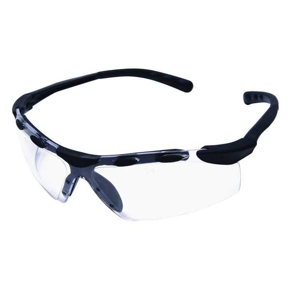 Condor Safety Glasses, Enticer, Anti-Scratch, Padded Nose-Piece, Bayonet Temples, Black Frame, Clear Lens - 1FYY3