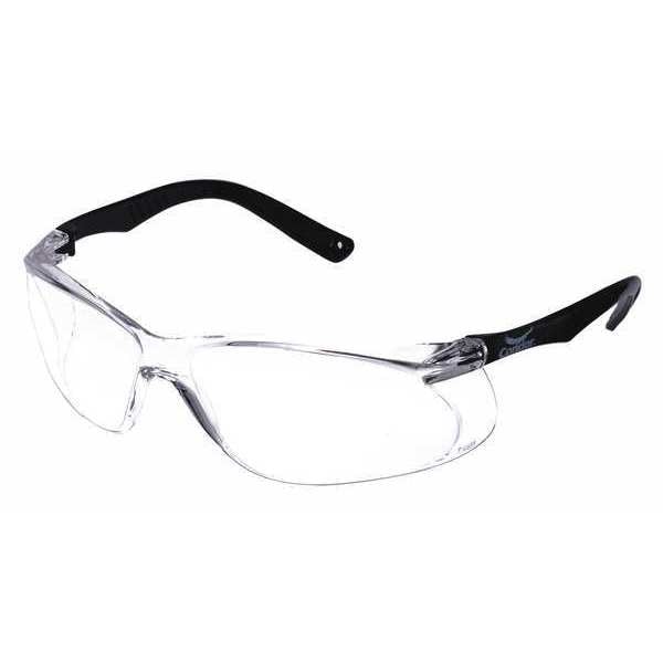 Condor Safety Glasses, Anti-Scratch, Frameless, Wraparound, Soft End Tip, Black Arm, Clear Lens - 4VCK2