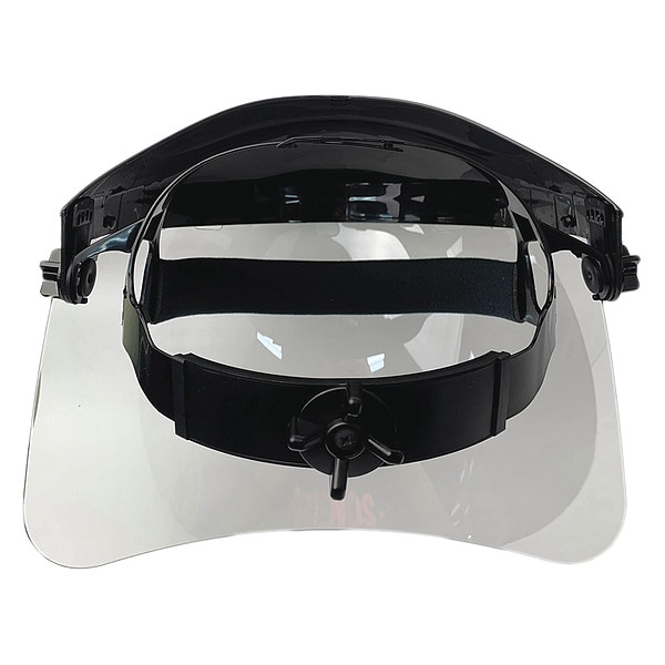 Condor Ratchet Face Shield Assembly, Clear Visor, 8" Height, Ratchet Suspension, Uncoated Lens, Black - 4EZC4