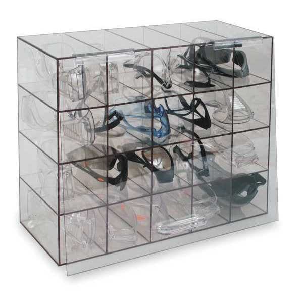 Zoro Select Prot Eyewear Disp, Case W/ Door, Clr, PETG - 4GMR8
