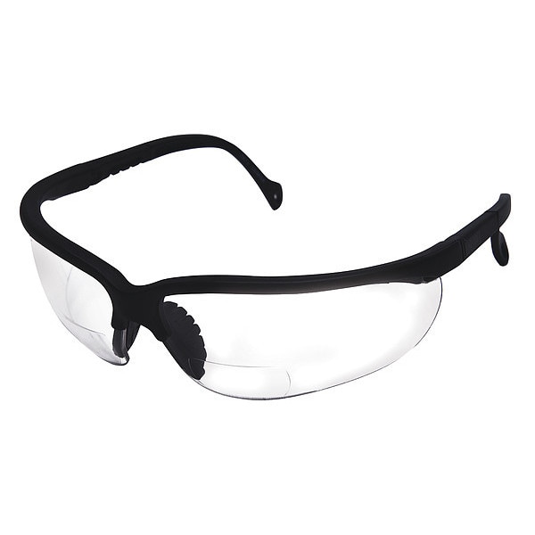 Condor Not Applicable Bifocal Reading Glasses, Black Wraparound Frame, +1.50 Diopter, Clear Lens, M - 2VKZ6