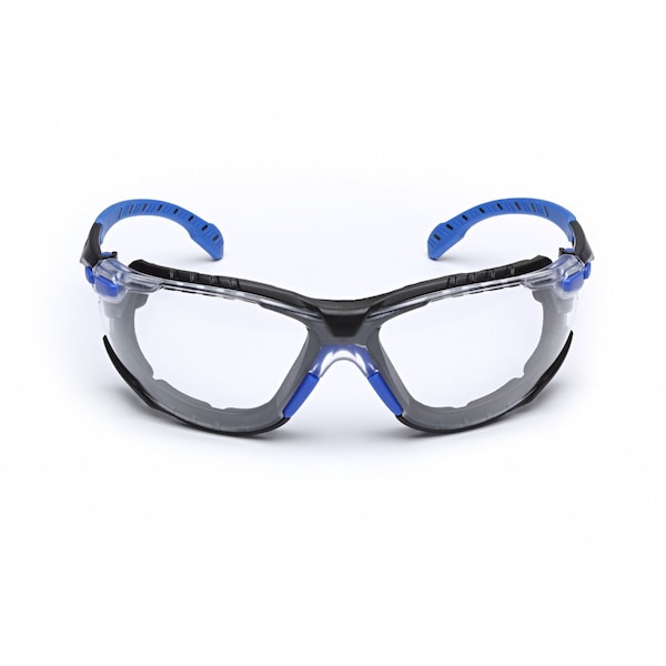 3M Safety Glasses Kit W/ Elastic Strap, Foam Gasket, Solus 1000, Anti-Fog, Black/Blue, Clear - S1101SGAF-KT