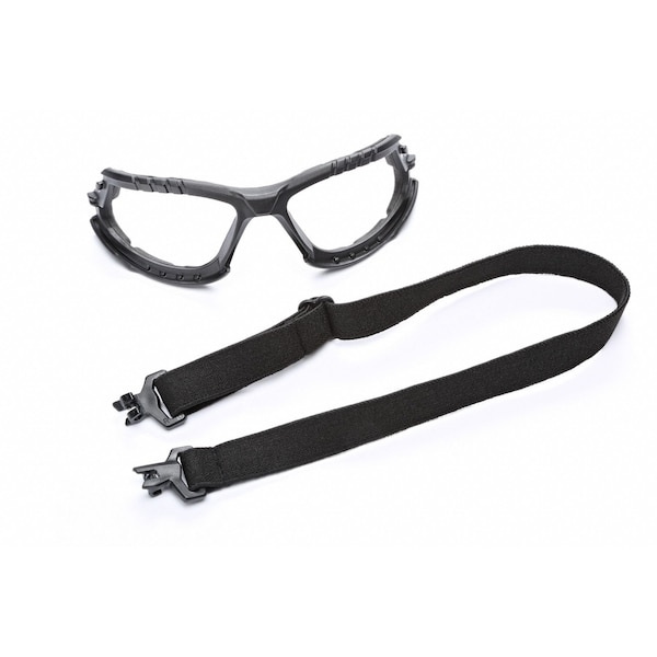 3M Safety Glasses Kit W/ Elastic Strap, Foam Gasket, Solus 1000, Anti-Fog, Black/Blue, Clear - S1101SGAF-KT