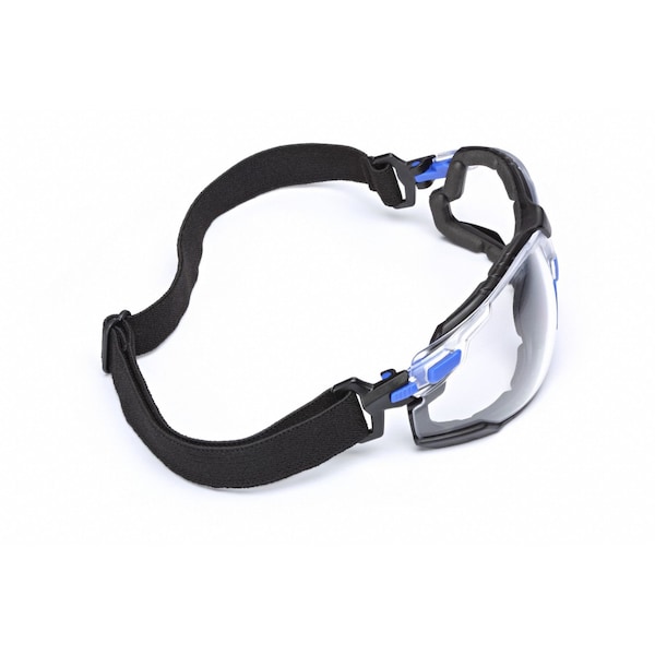 3M Safety Glasses Kit W/ Elastic Strap, Foam Gasket, Solus 1000, Anti-Fog, Black/Blue, Clear - S1101SGAF-KT