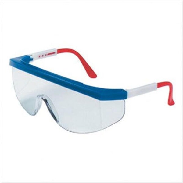 Mcr Safety Crews 135-TK130 Tomahawk Red-White-Bluefrm Clr Lens Sft Gls - 135-TK130