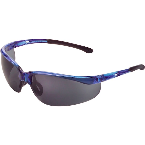 Global Industrial Half Frame Safety Glasses, Anti-Fog, Smoke Lens, Blue Frame - 708403BL