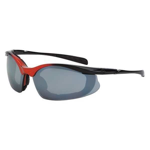 Crossfire Concept, Safety Glasses Anti-Scratch, Gray Mirror Lens, Half-Frame, Wraparound - 873