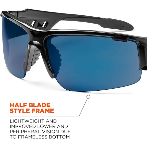 Ergodyne Dagr, Safety Glasses Polarized, Blue Lens, Half-Frame, Traditional - DAGR