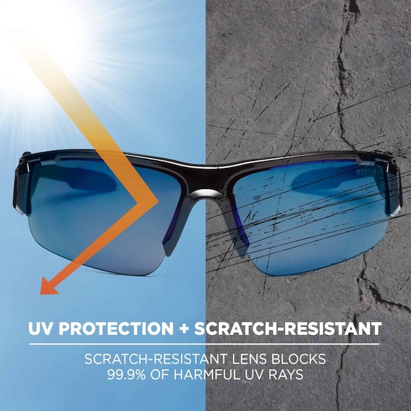 Ergodyne Dagr, Safety Glasses Polarized, Blue Lens, Half-Frame, Traditional - DAGR
