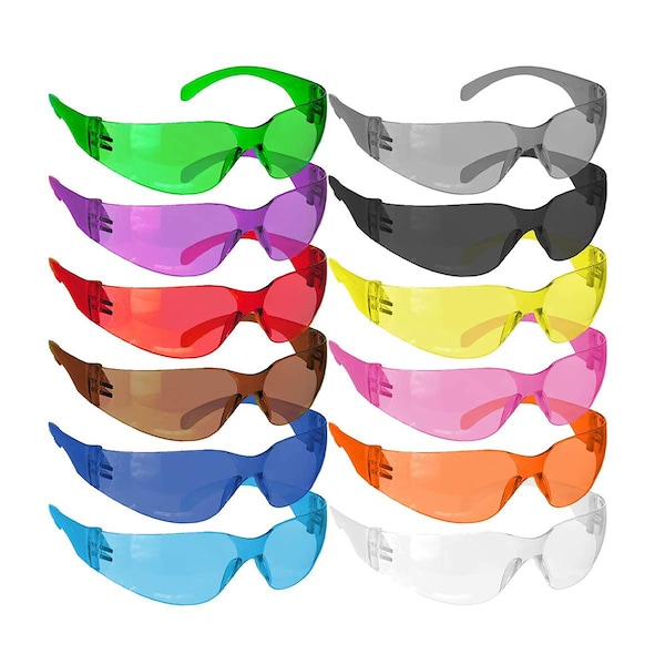 Bison Life Hyline, Safety Glasses Anti-Fog &  Anti-Scratch, Assorted Lens, 12 PK - SH-HYSG-CLCT-ES01-12